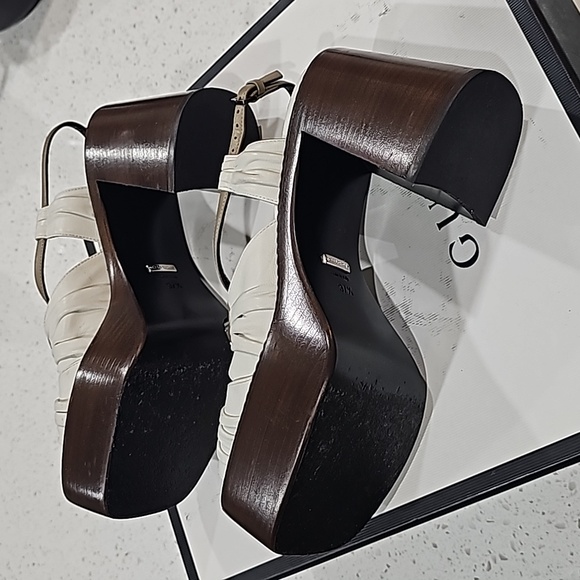 GUCCI NAPPA CHARLOTT DUSTY WHITE/ MUDD 37 1/2 PLATFORM SHOES. LIKE NEW - Picture 7 of 11